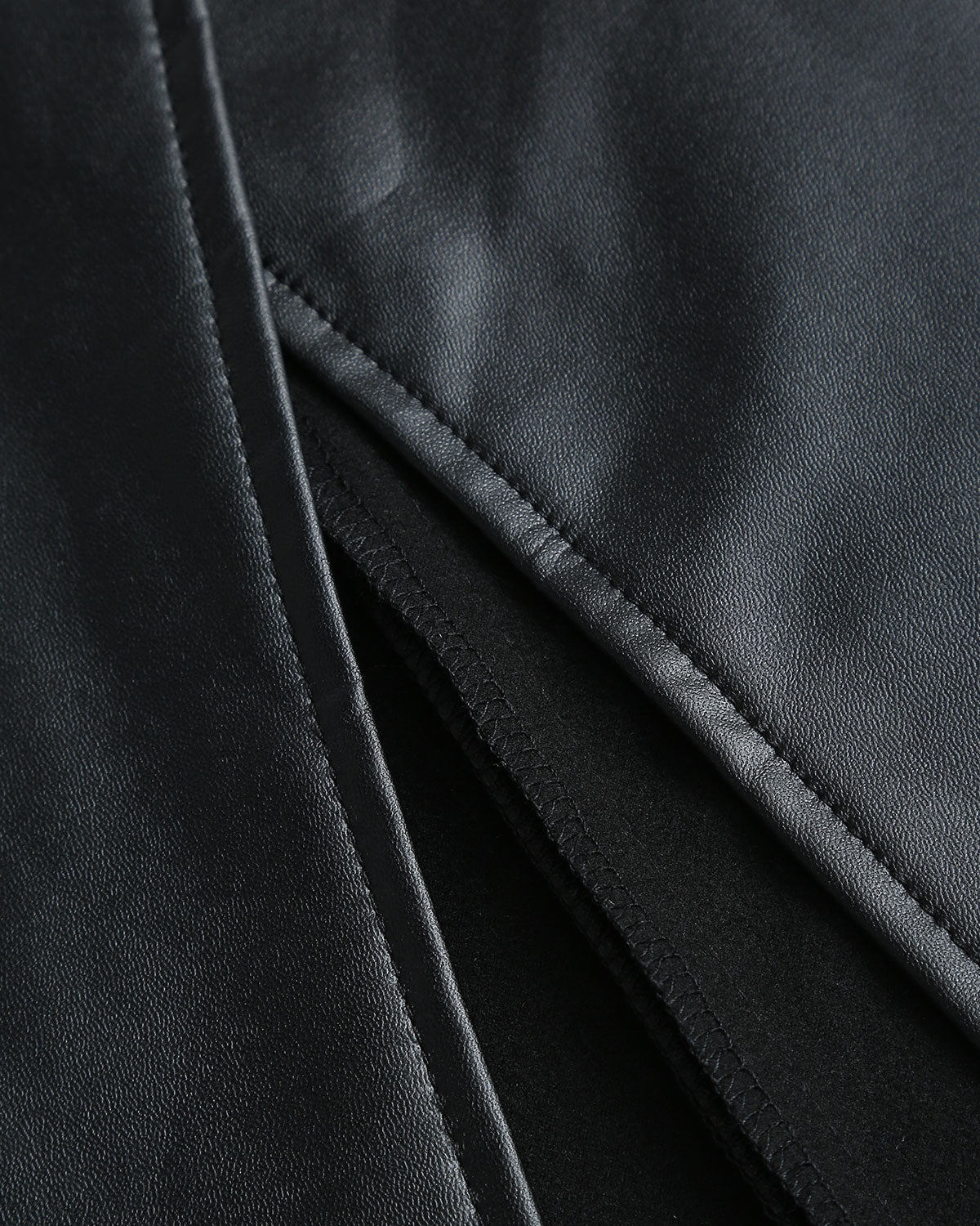 Black Straight Leather Midi Skirt