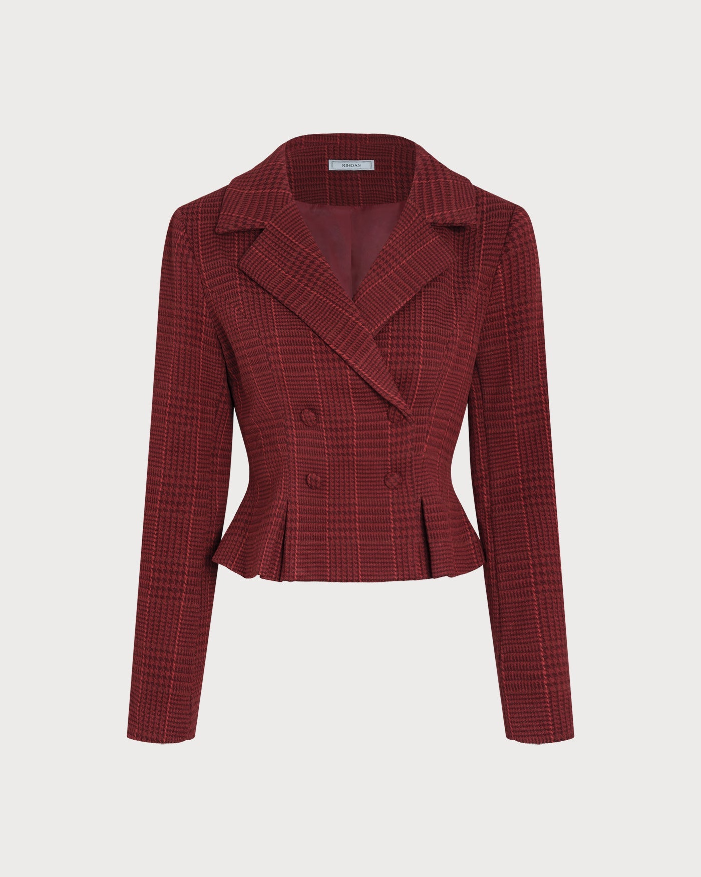 Red Plaid Double Breasted Jacket