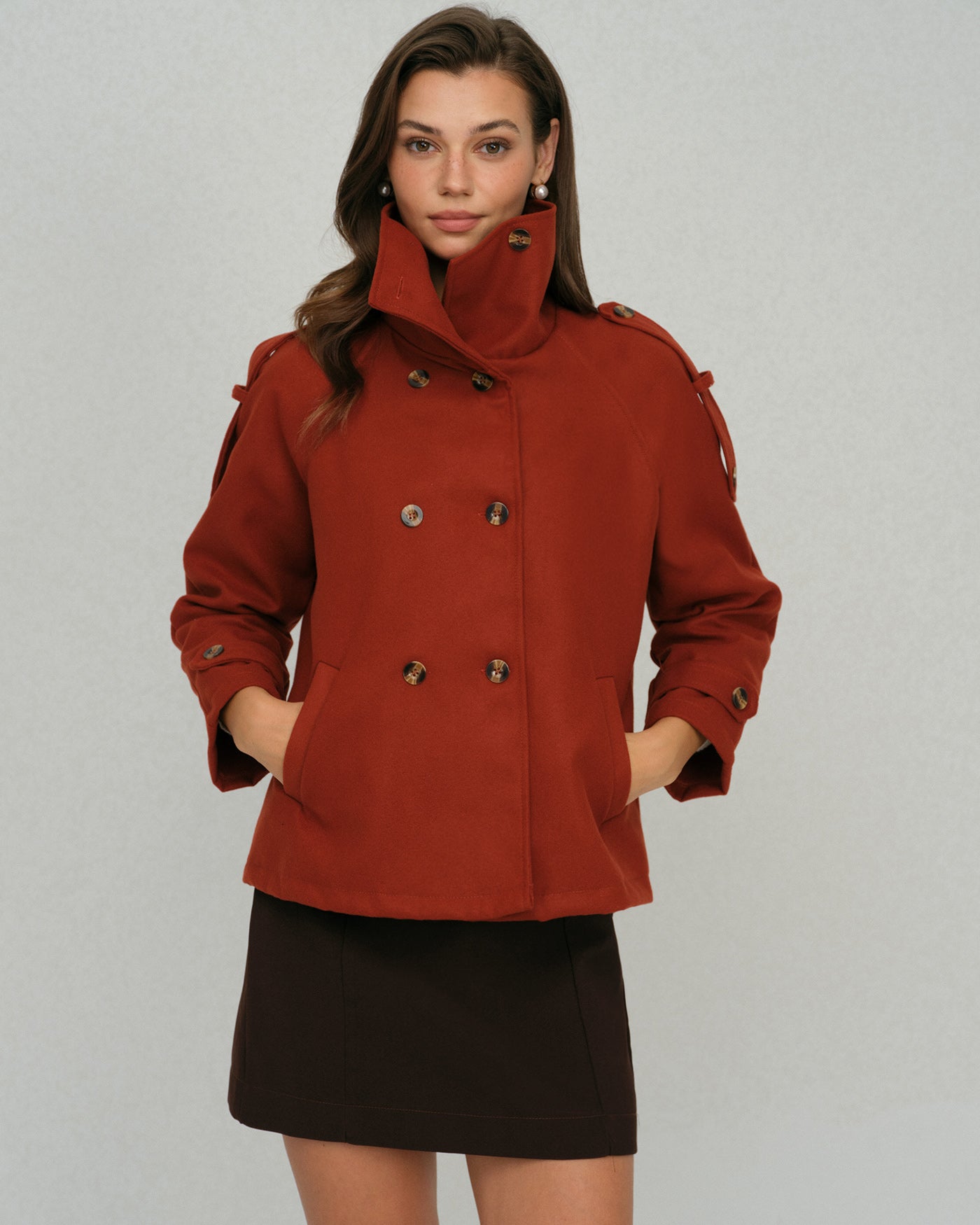 Brick Red Double Breasted Jacket