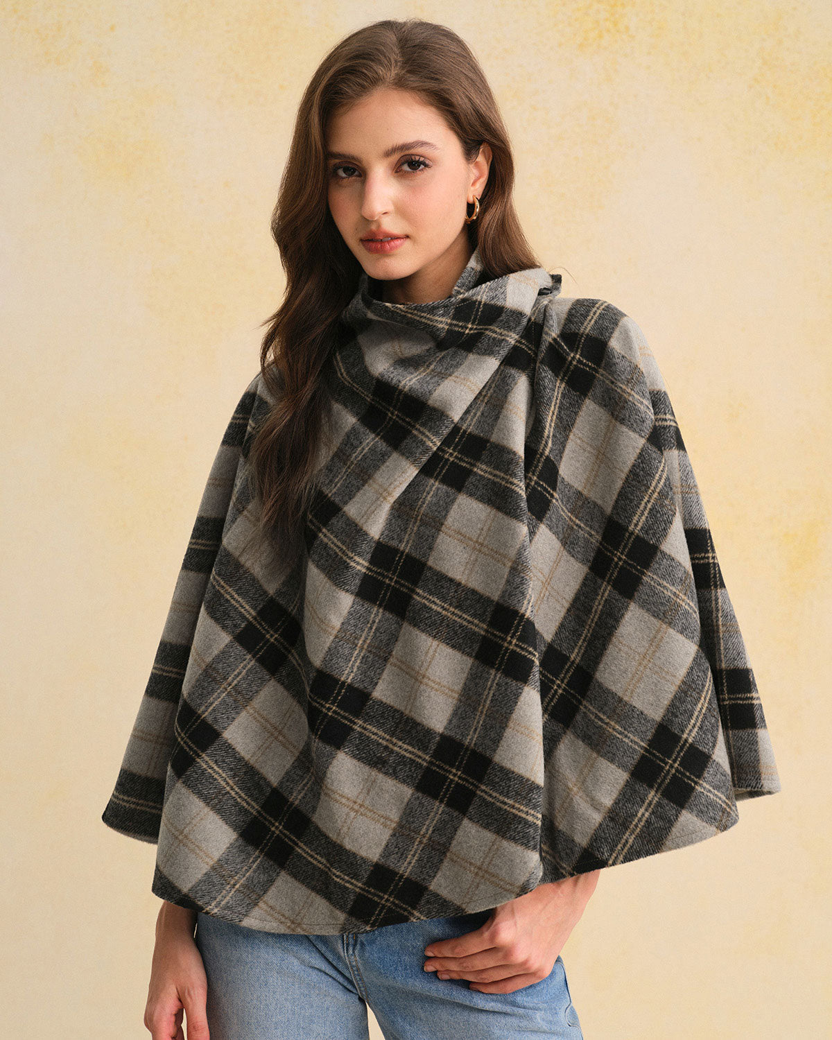 Coffee Plaid Turtle Coat