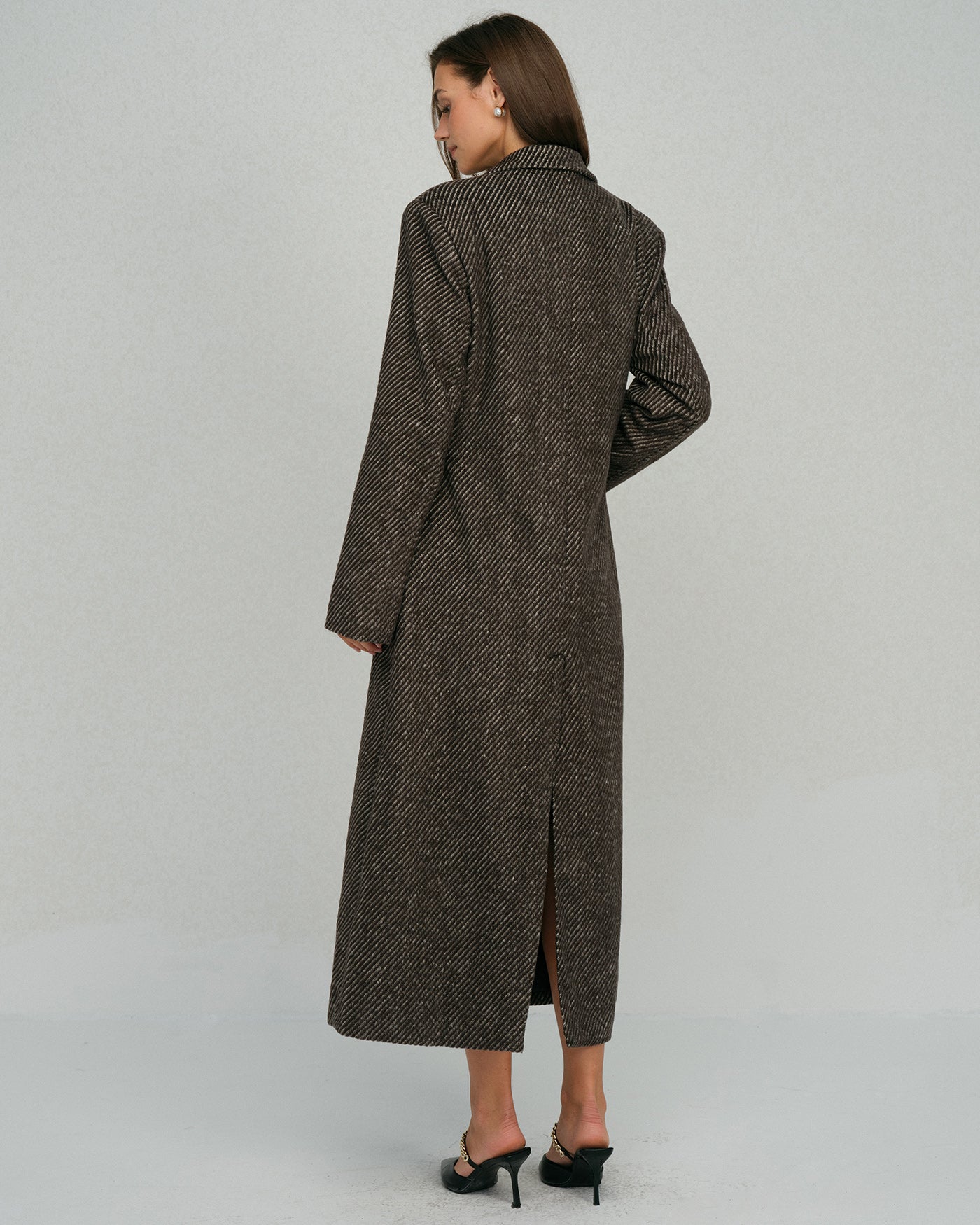 Coffee Button Notched Coat