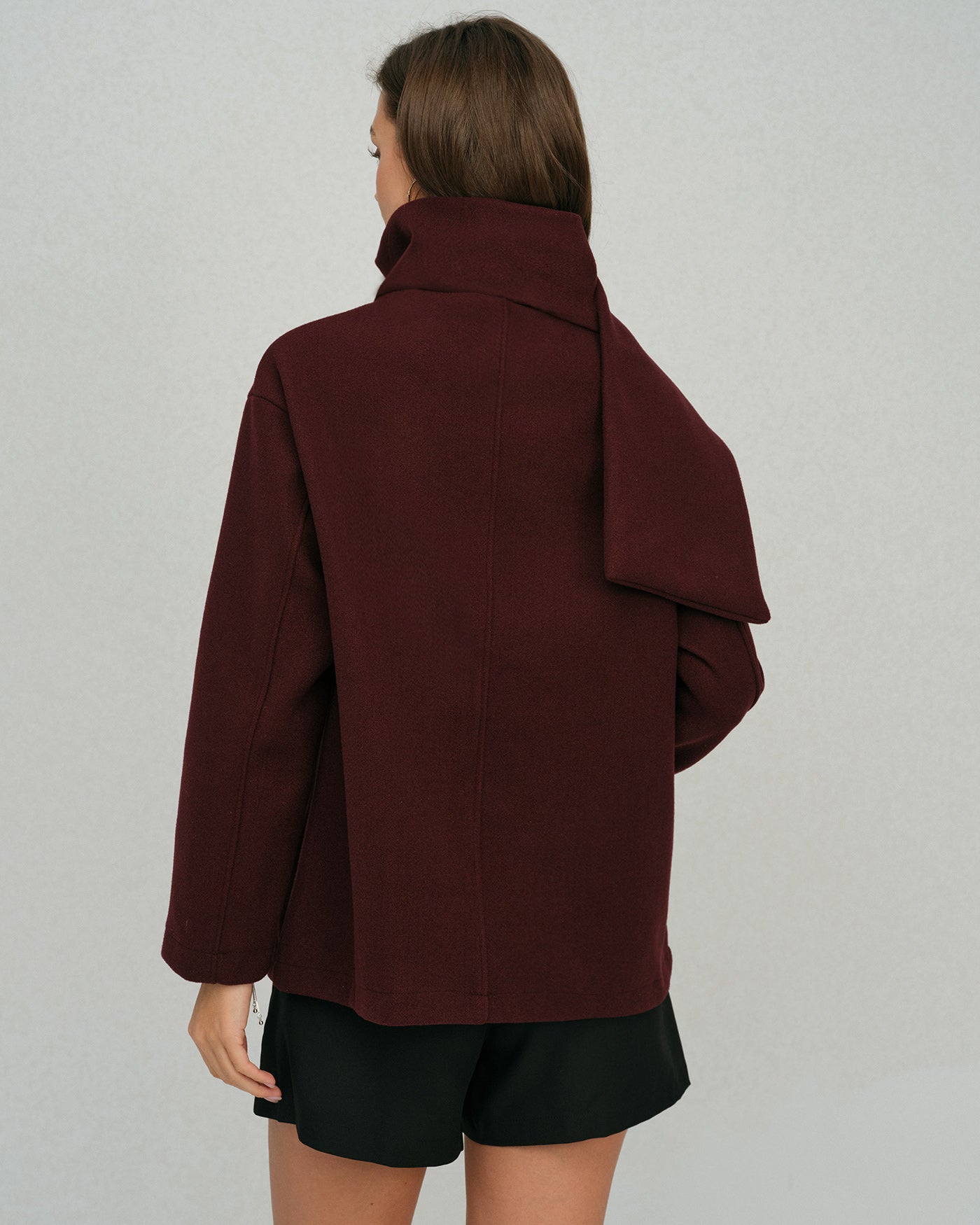 Wine Red Shawl Coat