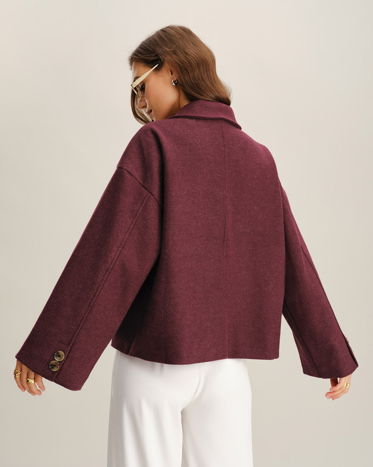 Wine Red Single Breasted Jacket
