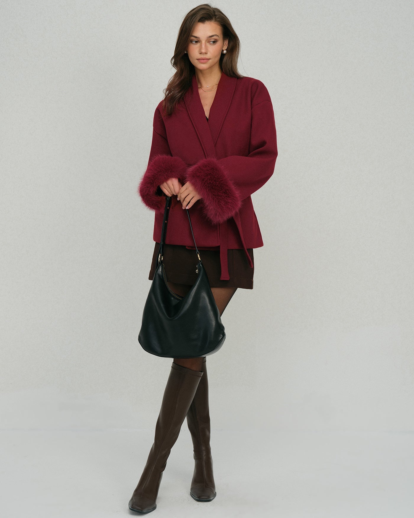 Wine Red Drawstring Jacket