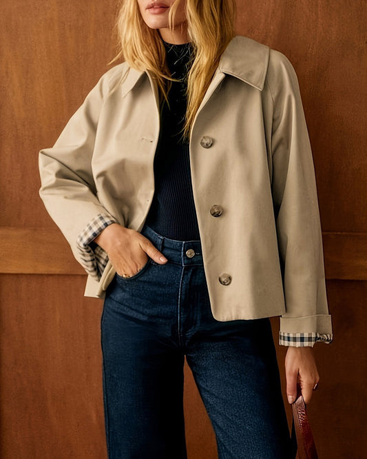 Khaki  Contrasting Pocket Casual Jacket