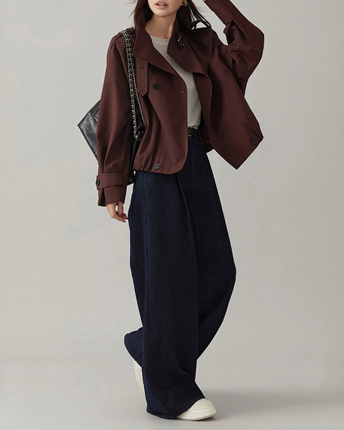 Wine Red Double Breasted Jacket