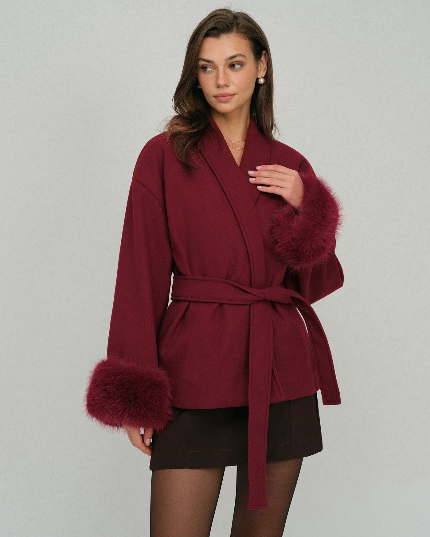 Wine Red Drawstring Jacket